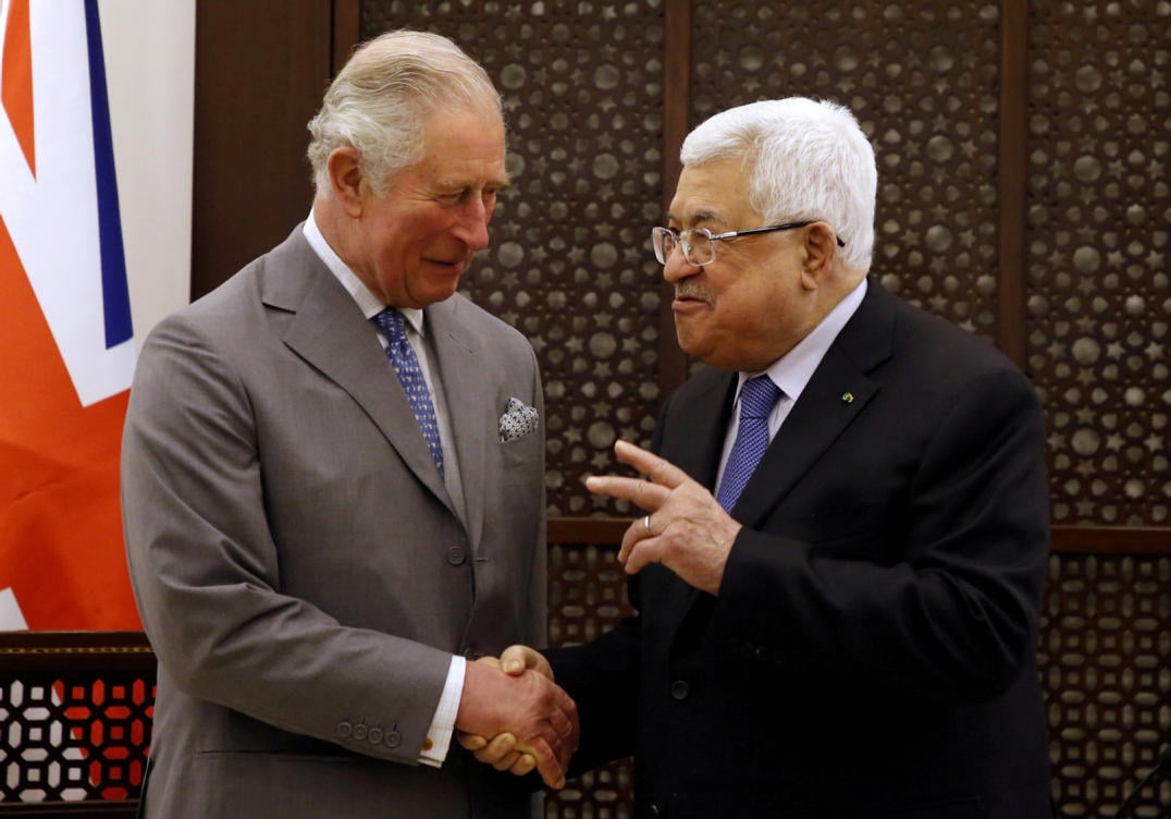 Prince Charles meets with Palestinian President Mahmoud Abbas in Bethlehem. Jan. 24, 2020 