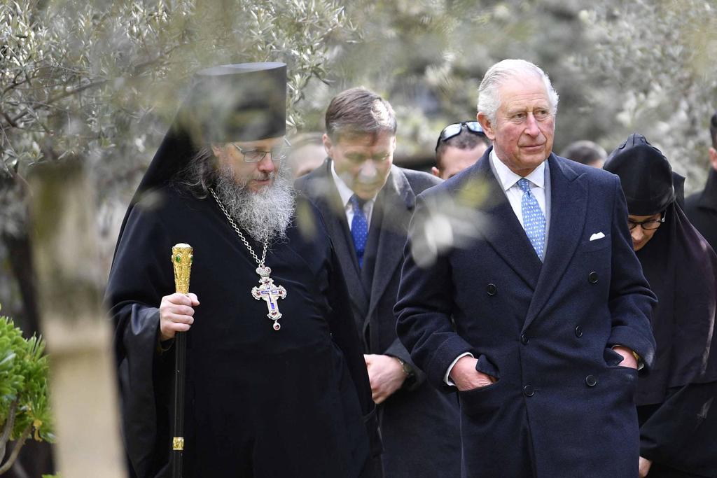 Charles, Prince of Wales visits his grandmother's tomb at the Church of Mary Magdalene on the Mount of Olives in Jerusalem, Jan. 24, 2020 