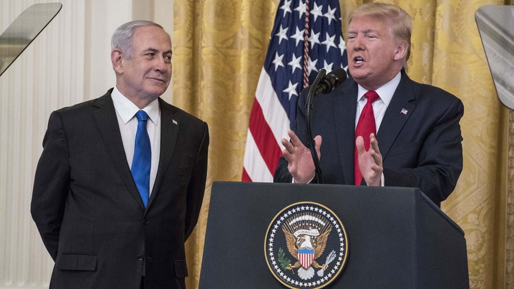 Prime Minister Benjamin Netanyahu and U.S. President Donald Trump unveiling the 'Deal of the Century' peace plan 