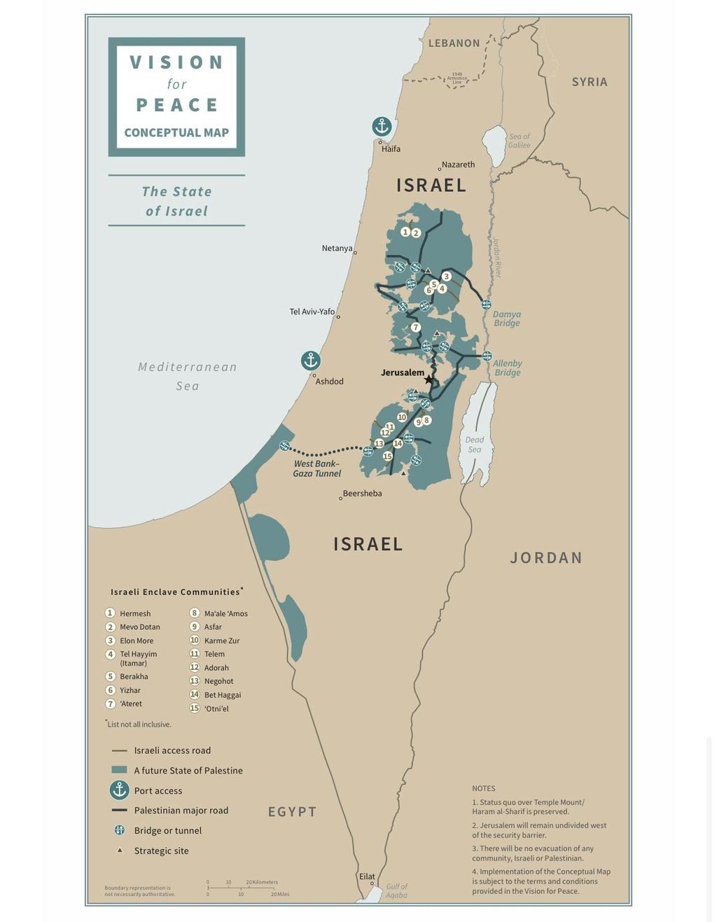 Conceptual map of Israel-Palestine as proposed in Trump peace plan