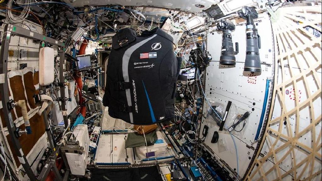 The spacesuit floating on the International Space Station 