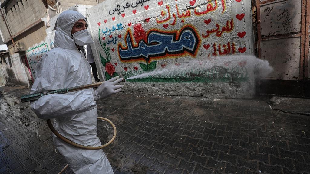 Streets being disinfected in Gaza  