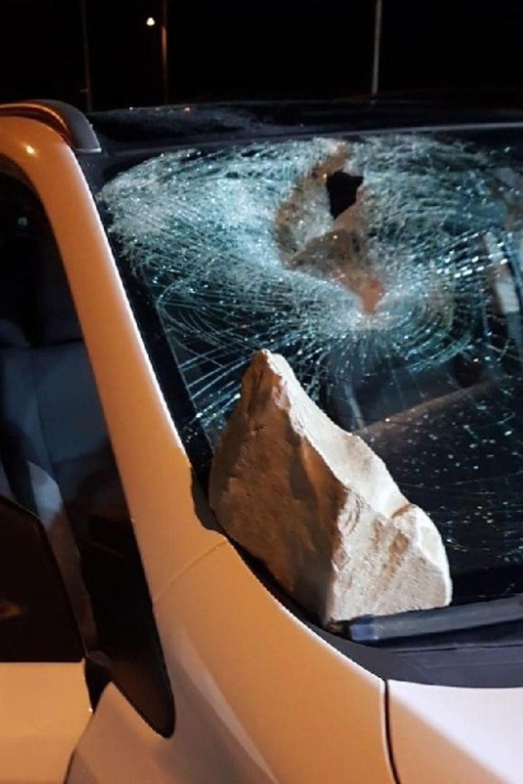  A rock thrown at an Israeli car by the perpetrators 