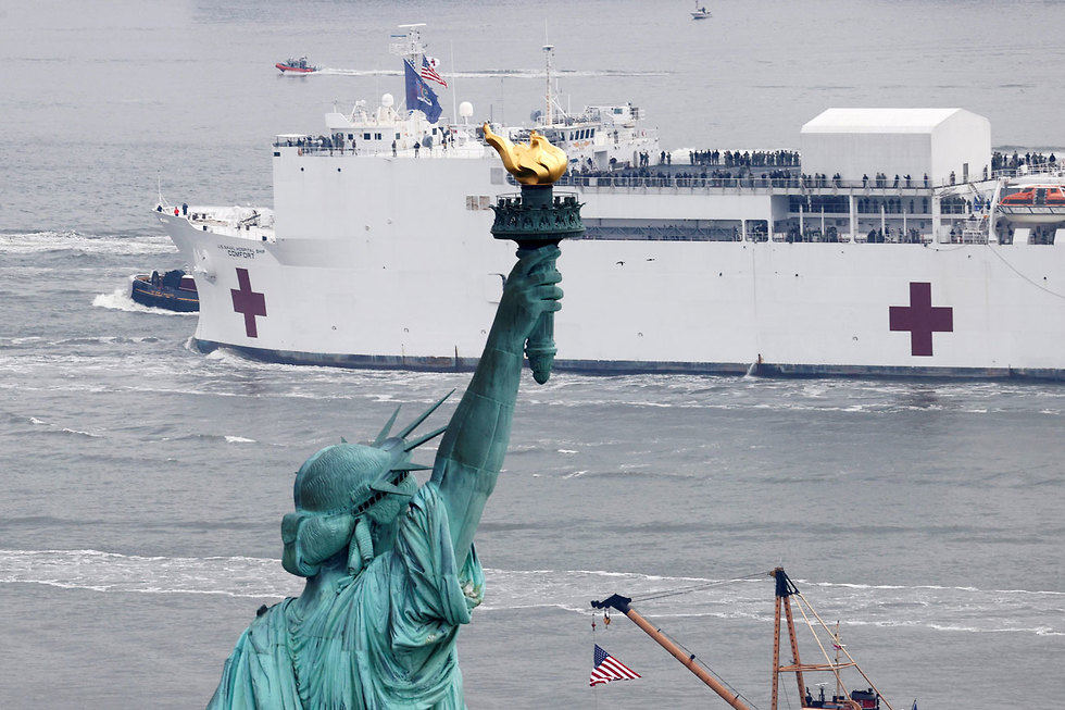 ארה"ב ניו יורק פסל החירות נגיף קורונה בית חולים שדה שהוקם ב ספינה 