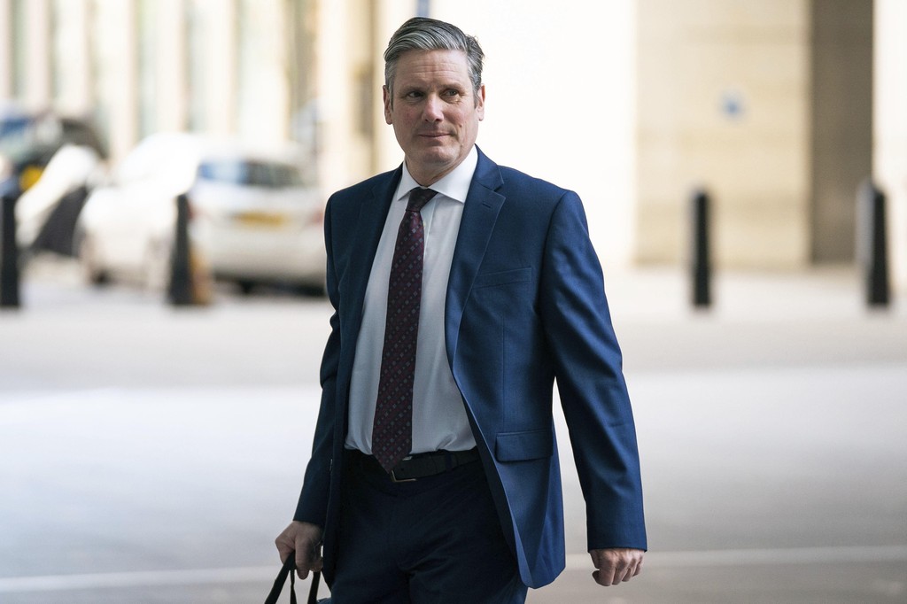 New British Labor leader Sir Keir Starmer arrives at BBC Broadcasting House in London, April 5, 2020 