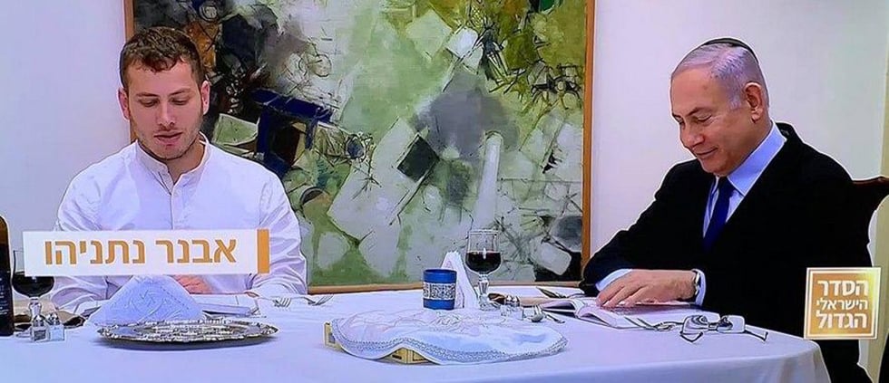 Avner Netanyahu attending his parents' Seder in Jerusalem while the rest of the country was under curfew without their families 