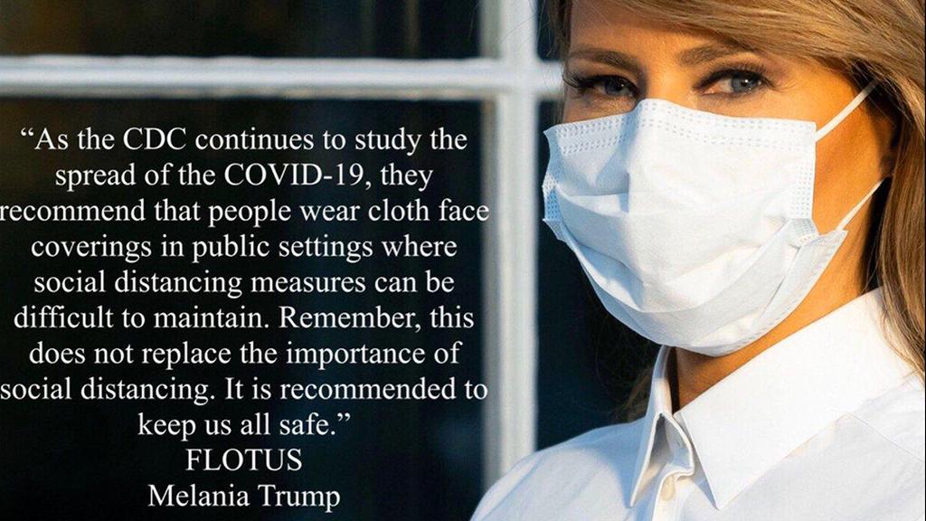 Мелания Трамп просит сограждан носить маски. Фото из твиттера