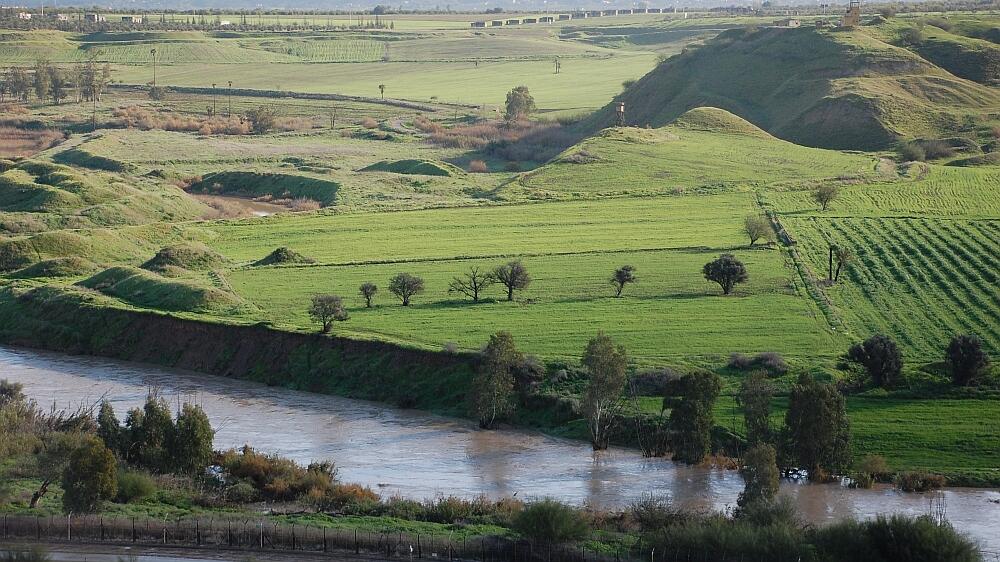נהר הירדן והשדות החקלאיים בשטח ירדן, לאחר הגשמים השנה