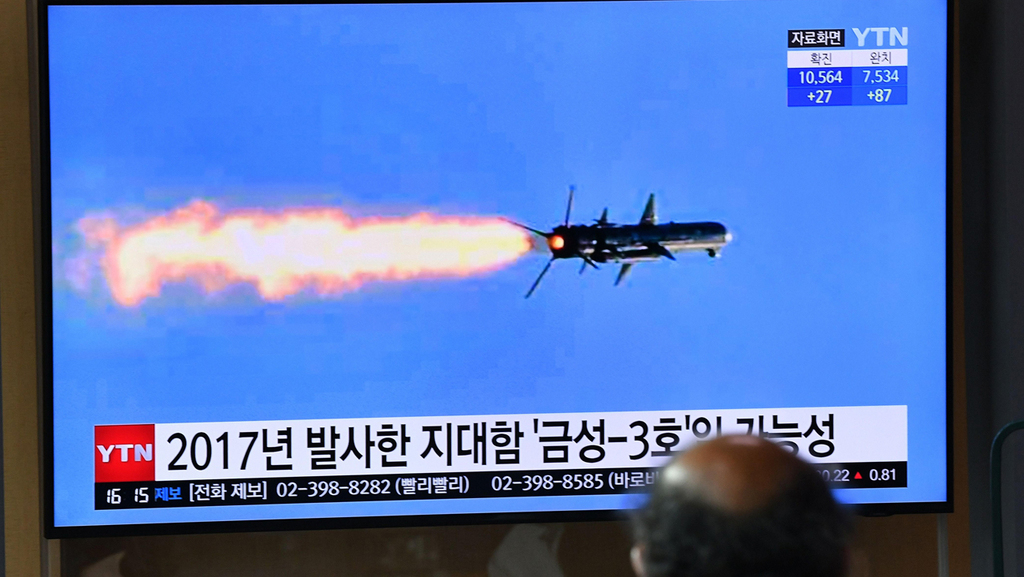 North Korea conducting a ballistic missiles test 
