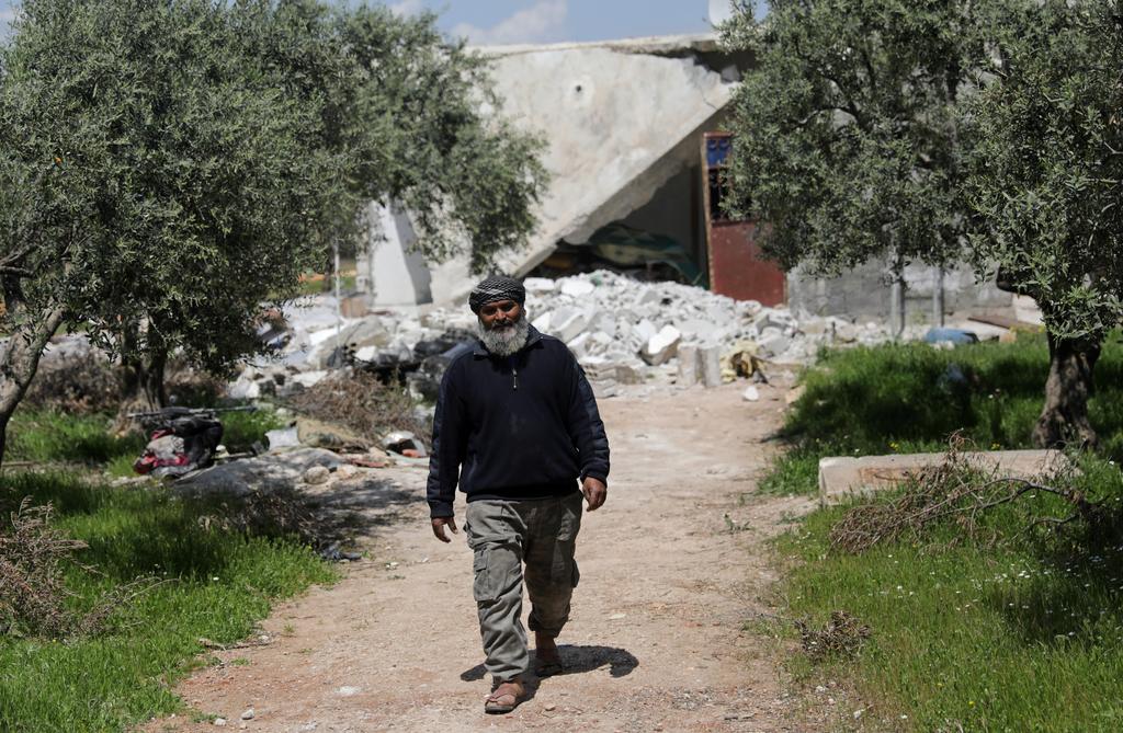 Taher al-Matar near his bombed out house in the area of Idlib 