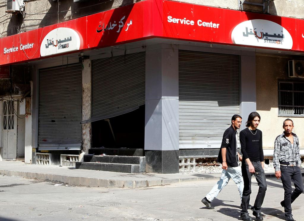 The looted premises of cellphone company Syriatel which is owned by Makhlouf in Deraa March 21, 2011