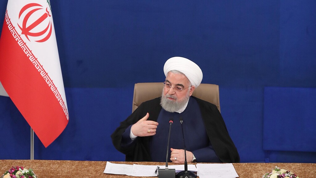 Iranian President Hassan Rouhani speaks during the cabinet meeting in Tehran, May 6, 2020 