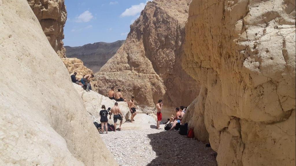 מטיילים מטיילים בבריכת צפירה במדבר יהודה