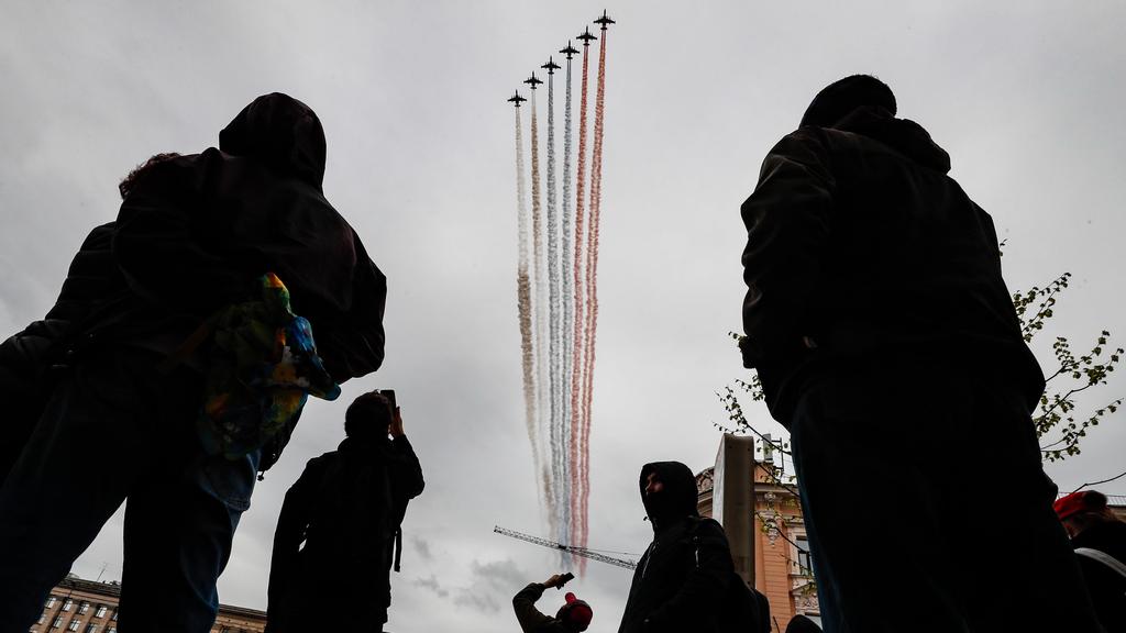 Russian aircraft perform during the Victory Day parade in Moscow 