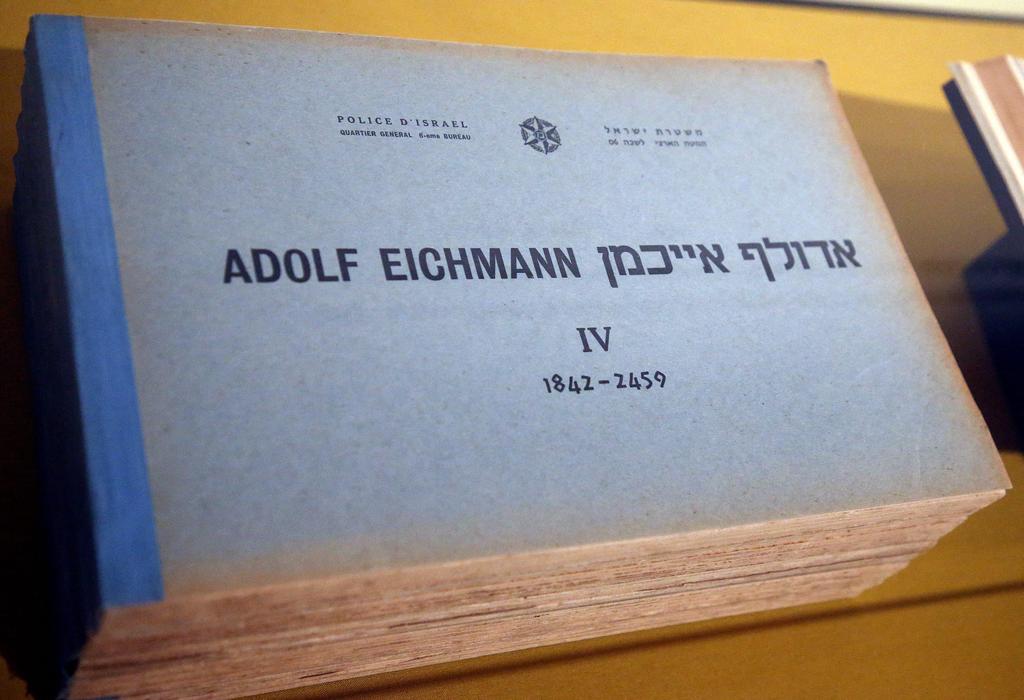 A transcript of the interrogation of Adolf Eichmann by the Israeli police can be seen during a press tour of the exhibition 