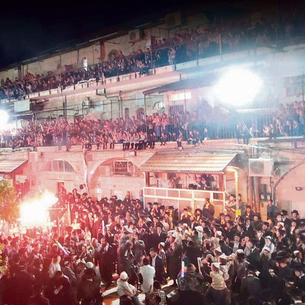 Mass gathering at Lag B'Omer bonfire in Jerusalem