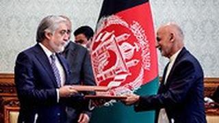 נשיא אפגניסטן אשרף גאני ויריבו עבדאללה עבדאללה חתימת הסכם להקמת ממשלה
