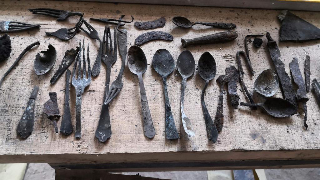 Objects that were found in Block 17 of the former Main Camp of the Auschwitz Nazi concentration camp 