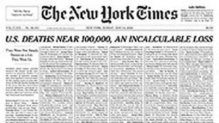 ארה"ב ניו יורק טיימס שער עיתון מתים נגיף קורונה