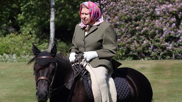 המלכה אליזבת רוכבת על סוס