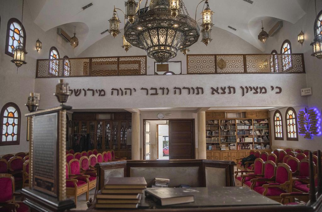 A view inside the David Hemelekh Synagogue, which has been closed since the outbreak of Coronavirus, in Casablanca, Morocco,