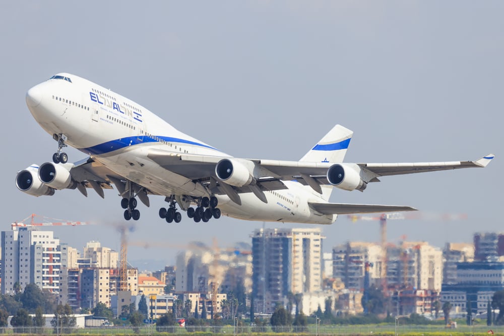 An El Al plane taking off from Ben Gurion Airport 