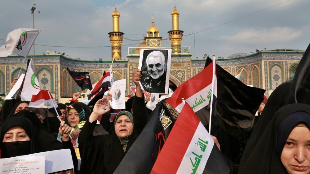 Shiite Muslims demonstrate over the U.S. airstrike that killed Iranian Revolutionary Guard Gen. Qassem Soleimani 