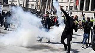 בריטניה מהומות ג'ורג' פלויד מפגינים נגד הגזענות לונדון כיכר טרפלגר