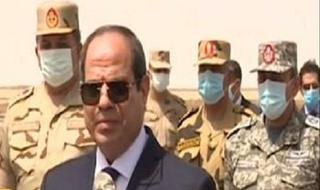 נשיא מצרים א-סיסי ביקור בבסיס צבאי בגבול לוב
