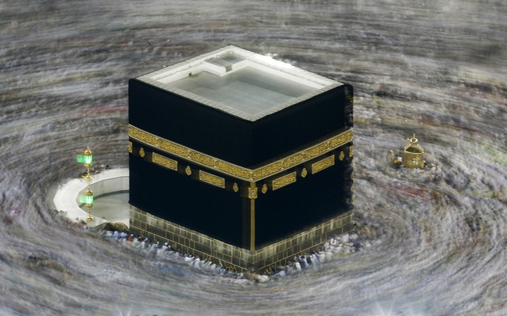 Pilgrims pack together as they circle the Kaaba at the Grand Mosque in Mecca during the 2019 Hajj 