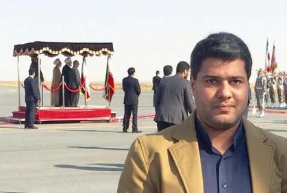 Amir Moghadam poses at Arak airport in Iran 