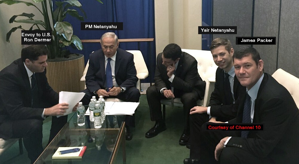 James Packer and Yair Netanyahu with PM Netanyahu and Ambassador Dermer at the United Nations in 2016 