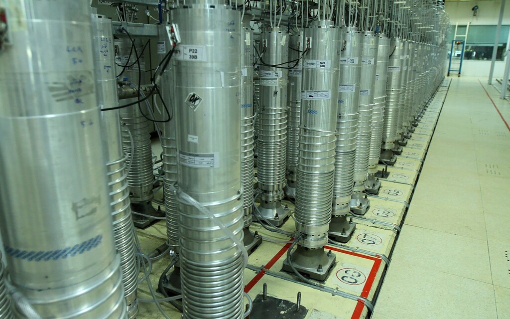 centrifuge machines in the Natanz uranium enrichment facility in central Iran