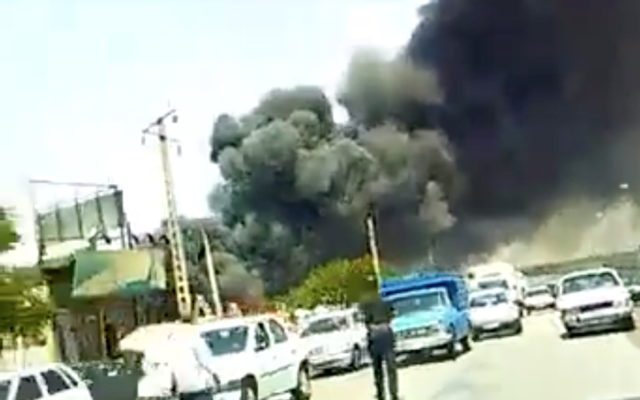 Footage of a fire at a factory near Tabrinz, Iran 