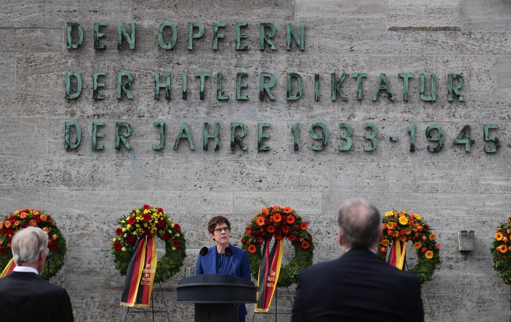 German Minister of Defence Annegret Kramp-Karrenbauer speaks a commemoration for the 76th anniversary of the attempted assassination of Adolf Hitler by the German anti-Nazi resistance in Berlin, Germany 