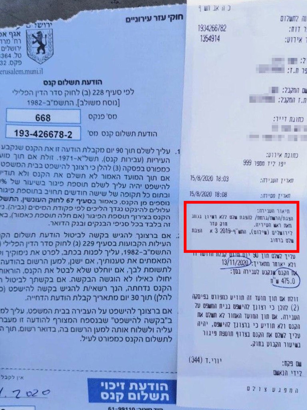 הקנס שקיבל מפגין מטעם הדגלים השחורים מעיריית ירושלים