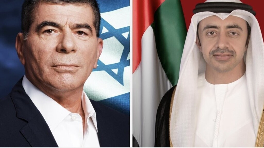 Foreign Minister Gabi Ashkenazi and UAE Foreign Minister Sheikh Abdullah bin Zayed Al Nahyan 