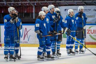 Israel's ice hockey team captain Eliezer Sherbatov attends a training session with his ice hockey team Unia Oswiecim, in Oswiecim