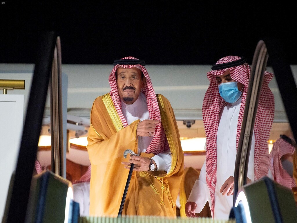 Saudi King Salman bin Abdulaziz arrives to NEOM economy zone's airport in Neom, Saudi Arabia