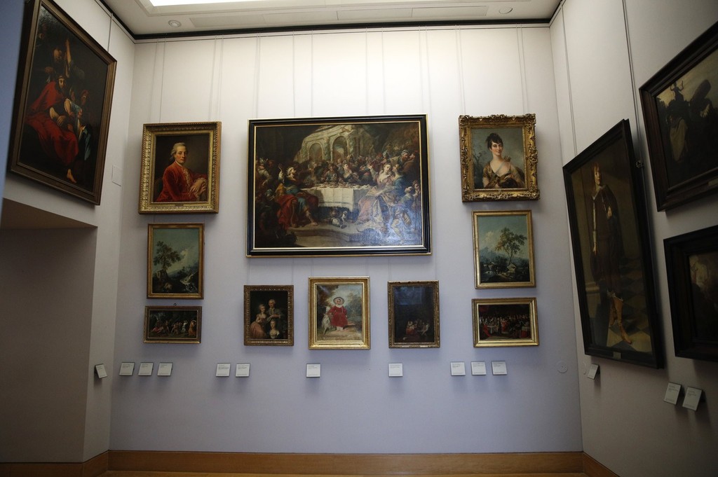 Paintings looted by Nazis during World War II, are on display at the Louvre museum, in Paris 