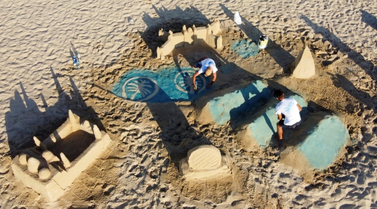 In celebration of normalisation, Israeli sand sculptor Tzvi Halevi and his brother Yossi build replicas of the UAE's most distinctive landmarks on the beach in Tel Aviv 