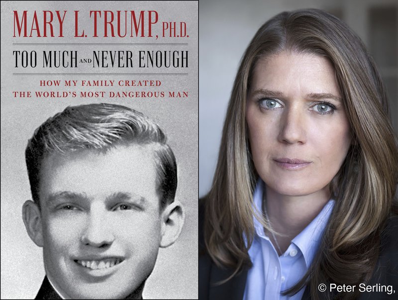 Left: The cover art for 'Too Much and Never Enough: How My Family Created the World’s Most Dangerous Man'; right: author and niece of the American president Mary Trump, Ph.D. 