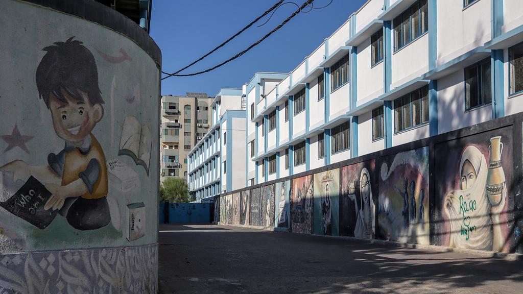  The closed gate of the United Nations Relief and Works Agency (UNRWA) school is seen amid the ongoing coronavirus COVID-19 pandemic in Gaza