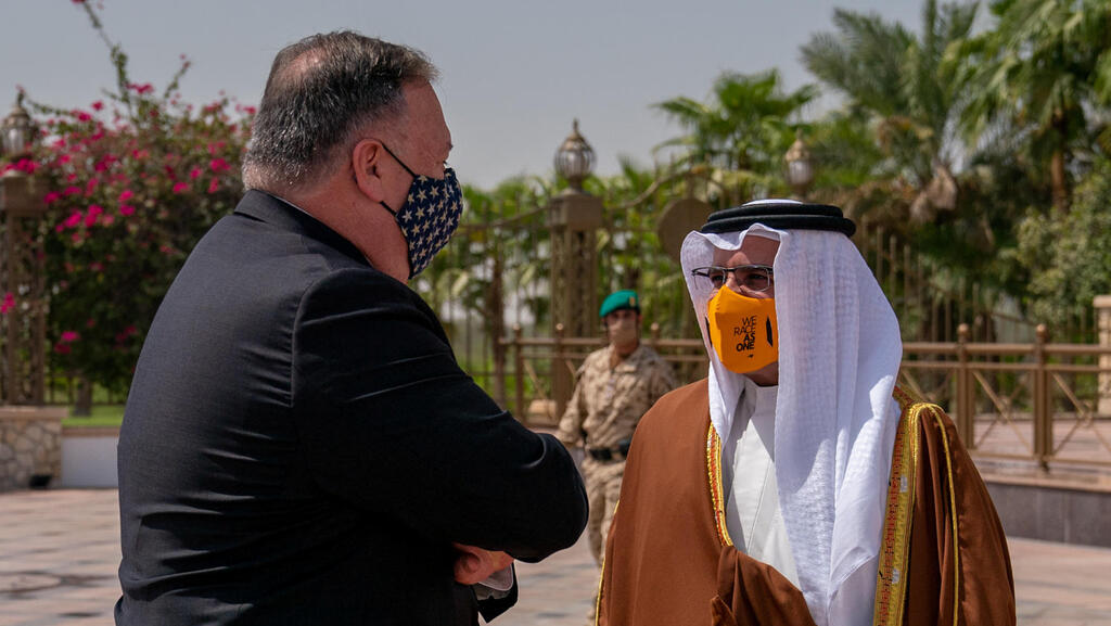 U.S. Secretary of State Mike Pompeo meets with Bahrain Crown Prince Salman bin Hamad Al Khalifa during his visit to Manama, Bahrain, August 26, 2020
