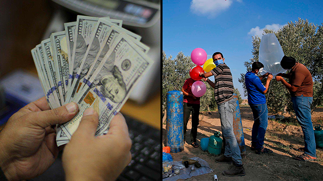 מענק דולרים קטרים ובלוני תבערה ברצועת עזה