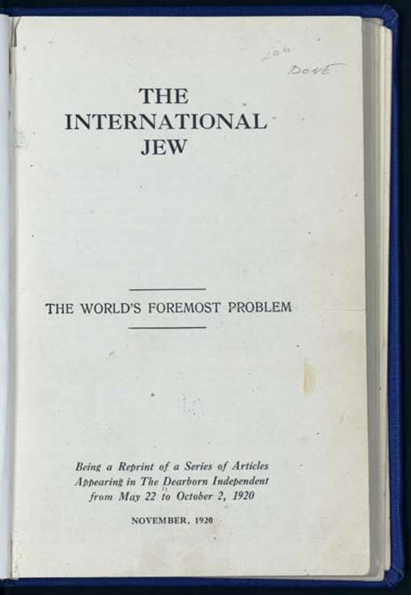 The International Jew, published by Henry Ford 