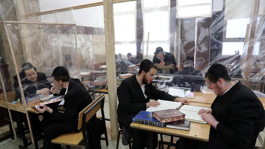 Yeshiva students in Bnei Brak during the coronavirus pandemic  