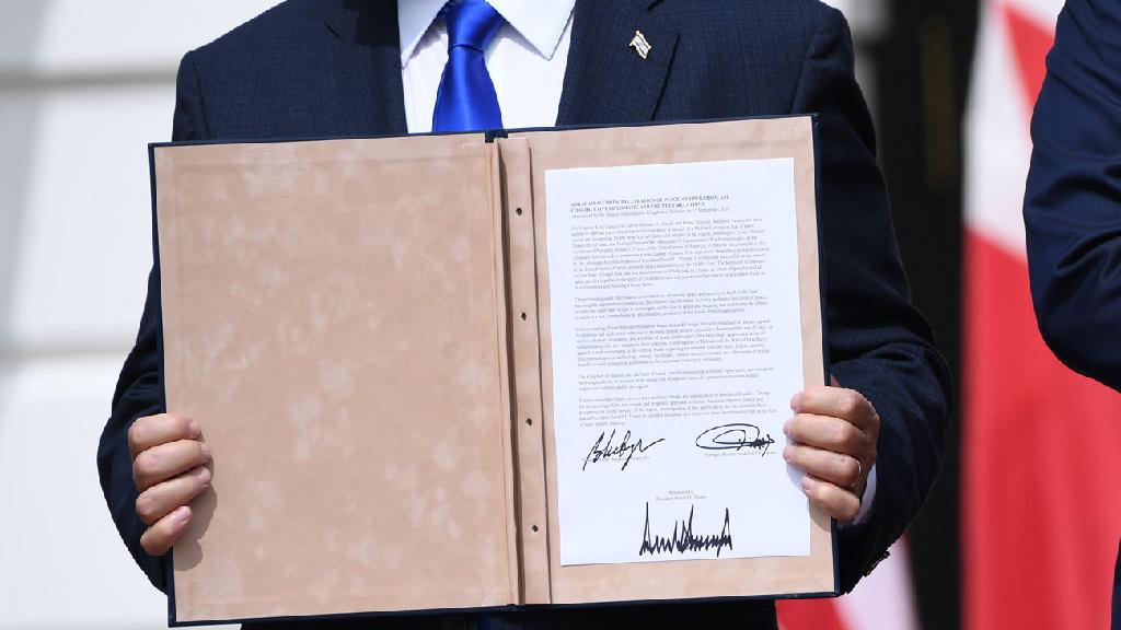 בנימין נתניהו חתימת הסכם השלום בין ישראל לאיחוד האמירויות בבית הלבן