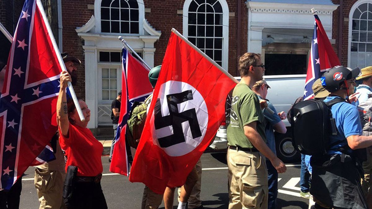 Neo Nazis marching in Richmond, Virginia 