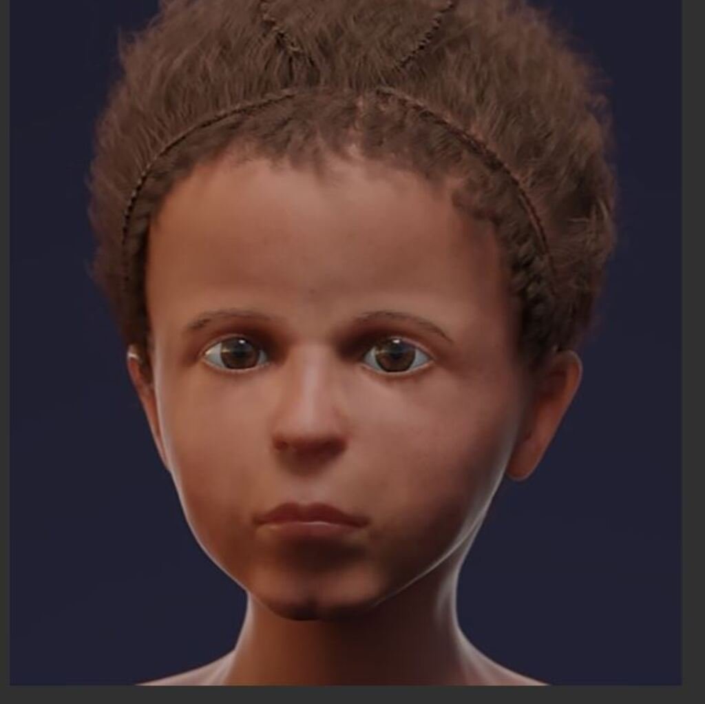 The infant mummy’s face